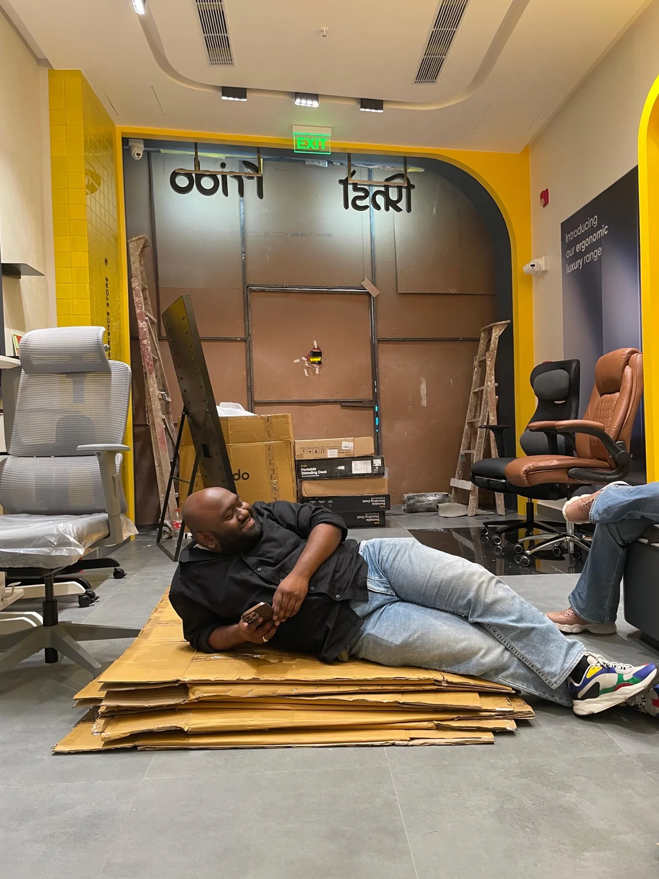 On the floor of a Frido store during fit-out